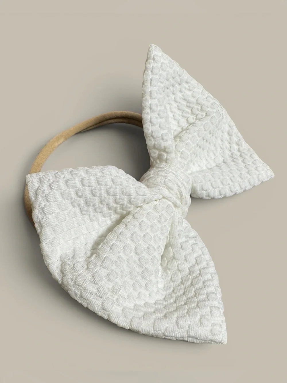 Baby Girl White Oversized Bow Nylon Stretch Headband NWT